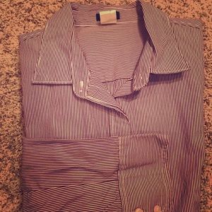 J. Crew striped collard maroon blouse